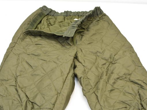 Insulated olive green quilted pants for warmth and comfort during cold outdoor activities.