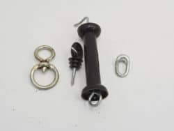 High-quality vintage outdoor hardware: handle, metal attachments, and quick-release ring for secure use.