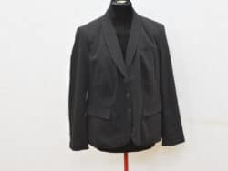 Classic black blazer with notch lapels, perfect for formal and business occasions.