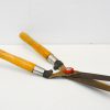 Classic vintage garden shears with wooden handles for precision pruning and gardening tasks.