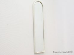 Sleek, modern white mirror with rounded edges, perfect for minimalist interior designs.