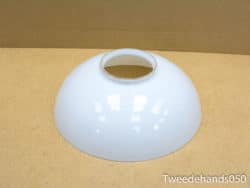 Elegant white glass dome lampshade for modern interiors, enhancing warm lighting and contemporary decor.