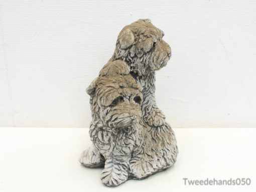 Charming ceramic sculpture of two dogs, symbolizing friendship — perfect for dog lovers decor.