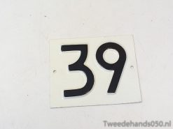 Elegant black and white house number sign 39 for clear visibility and easy mounting.