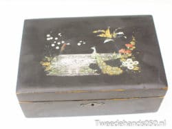 Elegant vintage wooden box with hand-painted flowers, ideal for decor or jewelry storage.