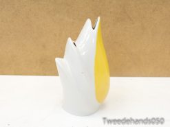 Stylish yellow and white ceramic flame sculpture, ideal for modern decor and artistic accents.