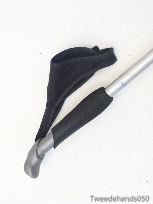 Sleek aluminum walking cane with ergonomic grip for comfort and stability during mobility.