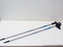 Lightweight trekking poles with adjustable lengths and ergonomic grips for enhanced hiking comfort and stability.