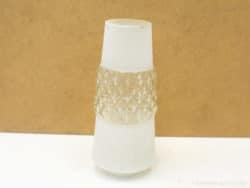 Stylish tapered glass vase with frosted top and diamond texture for modern decor.