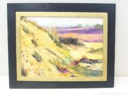 Serene landscape painting of rolling hills, creating a warm and tranquil home atmosphere.