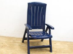 Stylish navy blue outdoor chair for comfortable relaxation on patios, gardens, or balconies.