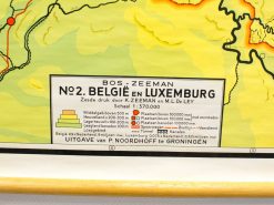 Historical topographic map of Belgium and Luxembourg, highlighting elevations and transportation networks.