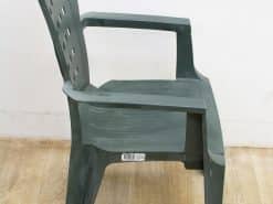 Stylish dark green plastic chair for indoor and outdoor comfort with ergonomic design.