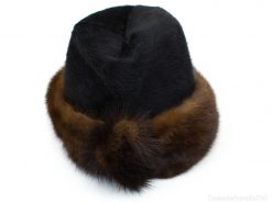 Luxurious black and brown fur cloche hat for stylish warmth in winter fashion.