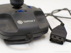 Vintage TARGET joystick: ergonomic design and responsive buttons for classic gaming nostalgia.