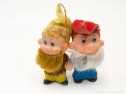 Charming vintage gnome figurines adding whimsy and colorful decor to your home.