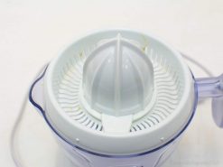 Modern white electric citrus juicer for quick and easy fresh juice extraction.