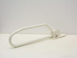 Elegant white bathroom grab bar for secure support and enhanced accessibility for all users.