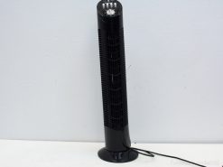 Sleek black tower fan with user-friendly controls for stylish and efficient cooling.