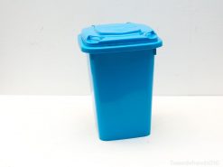 Vibrant blue storage container with lid, ideal for home or office organization.