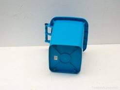 Bright blue plastic bucket, perfect for cleaning, organizing, and outdoor tasks. Lightweight and stylish.