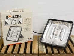 Goliath work light: Durable, efficient floodlight ideal for home and construction use, with packaging.