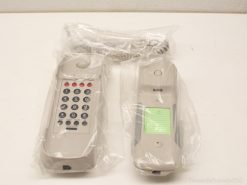 Vintage beige corded phones in clear packaging, blending retro design with modern communication features.