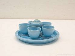 Charming vintage blue tea set for cozy gatherings and delightful moments with loved ones.