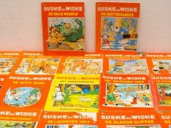 Vintage Suske en Wiske comic books showcasing colorful adventures and beloved characters in vibrant illustrations.