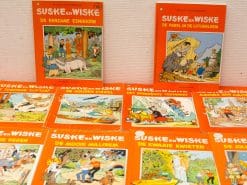 Delightful collection of Suske and Wiske comic books showcasing vibrant covers and adventurous stories.