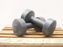 Durable rubber dumbbells with comfortable grip for effective strength training at home.