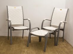 Modern minimalist chairs with diamond patterns, perfect for indoor and outdoor use.