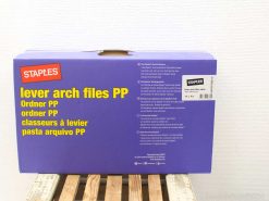 Durable Staples lever arch files set of 10 in vibrant purple for efficient document organization.