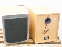 Modern and vintage speaker set ideal for audio lovers, blending contemporary style with classic warmth.