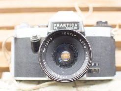 Vintage Praktica camera with Pentor Auto Wide 55mm lens, a classic for film photography enthusiasts.