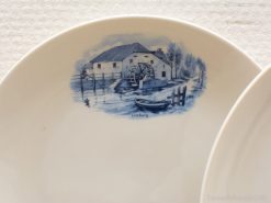 Vintage Limburg decorative plate featuring a hand-painted watermill in a serene landscape.