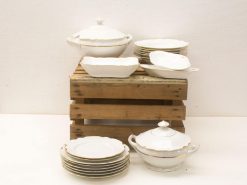 Elegant porcelain dishware with gold accents, perfect for special occasions and refined dining experiences.