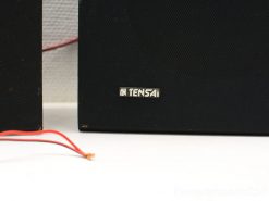 Vintage TENSai speakers with striking red wires, ideal for audio enthusiasts and retro setups.