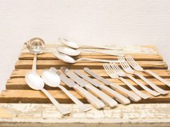 Stylish vintage Nirosta WMF cutlery set from the 1960s for a charming dining experience.