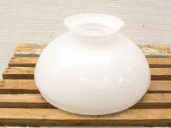 Elegant milky white glass vase with scalloped rim, perfect for decor or floral arrangements.