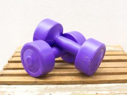 Vibrant purple 5-pound dumbbell, a stylish and durable vintage fitness accessory for your workouts.