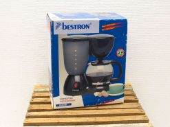 Bestron Blue and White Coffee Maker – Stylish, user-friendly, and perfect for coffee lovers.