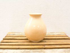 Elegant peach ceramic vase for versatile decor in any interior setting.