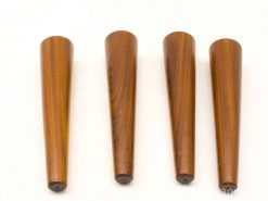 Elegant set of four tapered wooden legs in rich brown for stylish furniture design.