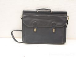 Elegant black leather briefcase for professionals, combining style and practicality for business use.