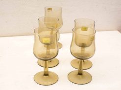 Elegant amber glassware set for wine and cocktails, perfect for stylish gatherings.