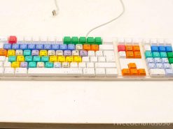 Vibrant vintage keyboard designed for creative professionals with colorful keys and functional shortcuts.