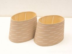 Set of 2 elegant beige lampshades with textured zigzag design for stylish home decor.