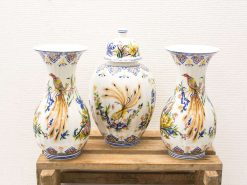 Colorful decorative porcelain vases featuring hand-painted floral and bird designs for stylish home decor.