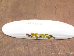 White porcelain dish with floral design, historical inscription AH 18 2 1906, elegant craftsmanship.